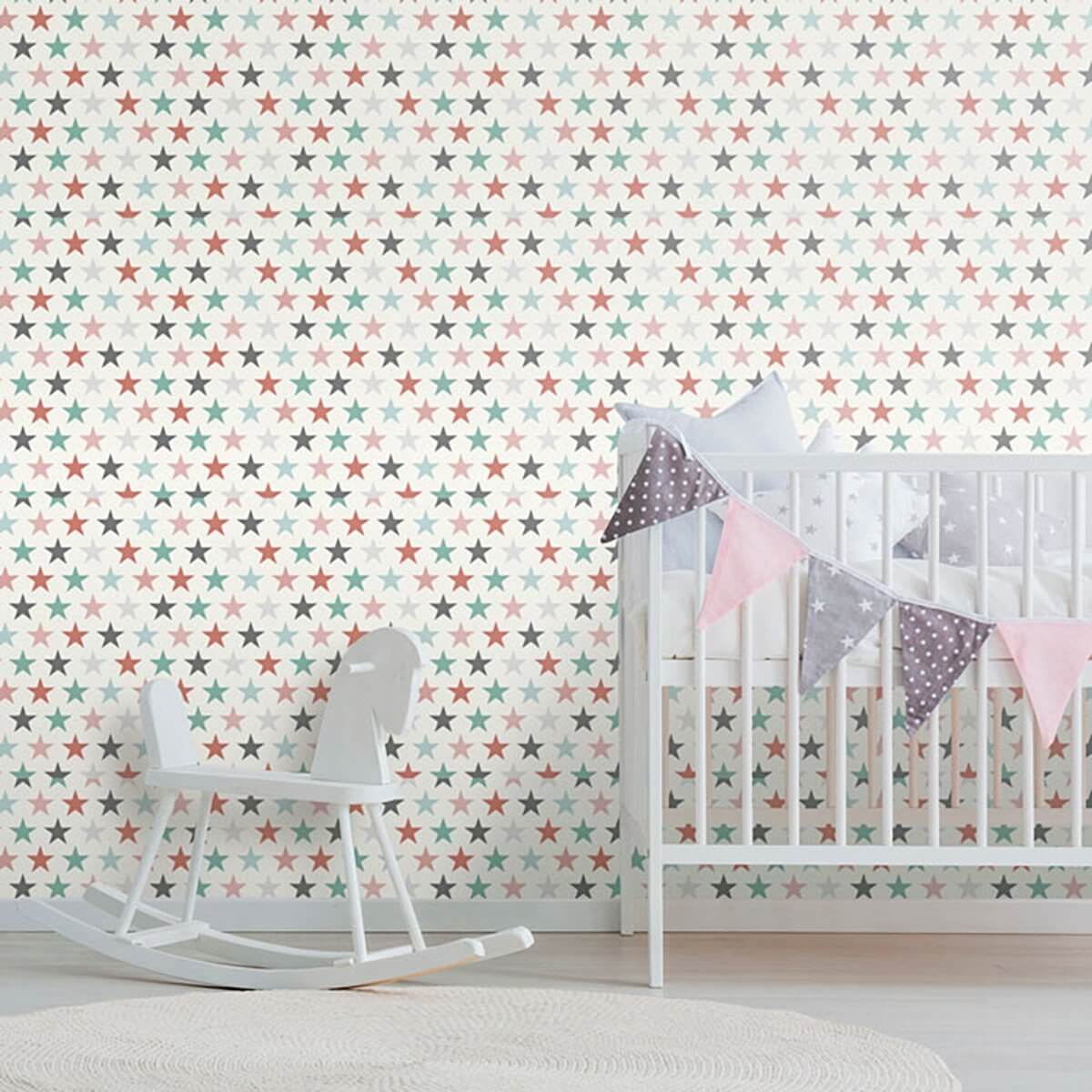 Peel & Stick Wallpaper: Colored Star Pattern | Walls By Me