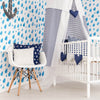 White and Blue Rain Baby Removable Wallpaper 9805| Walls By Me