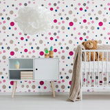 White and Violet Dots Baby Peel and Stick Removable Wallpaper