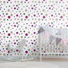 White and Violet Dots Baby Peel and Stick Removable Wallpaper