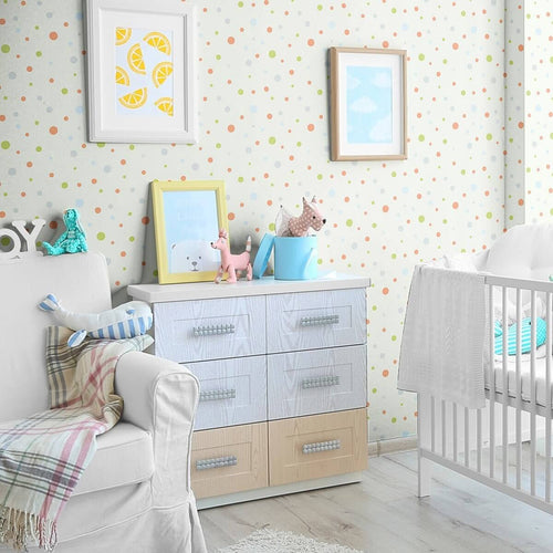 Brown and Green Dots Baby Removable Wallpaper 3322| Walls By Me