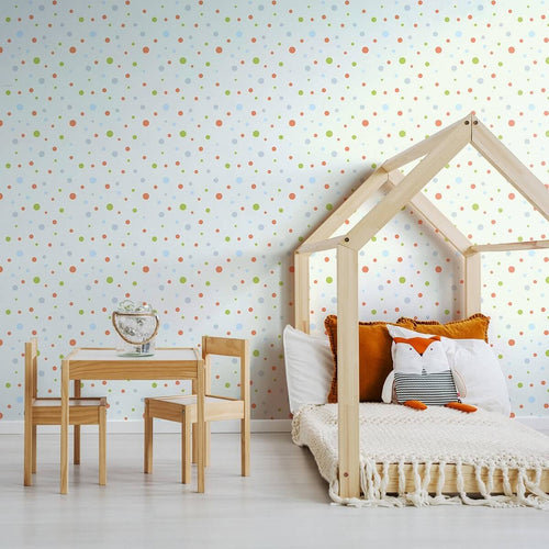 Brown and Green Dots Baby Removable Wallpaper 3322| Walls By Me