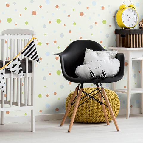Brown and Green Dots Baby Removable Wallpaper 3322| Walls By Me