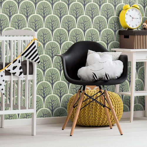 Green and Brown Forest Baby Removable Wallpaper 8984| Walls By Me