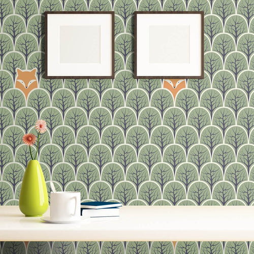 Green and Brown Forest Baby Removable Wallpaper 8984| Walls By Me