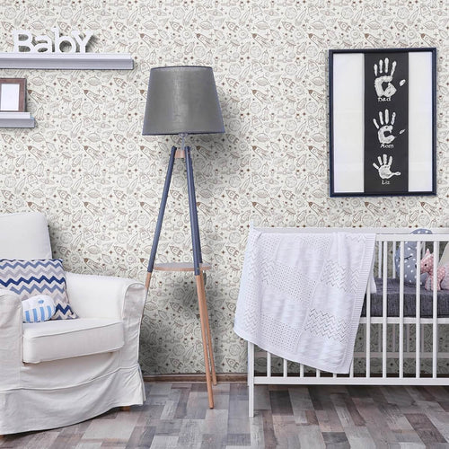 Tan Space Baby Peel and Stick Removable Wallpaper