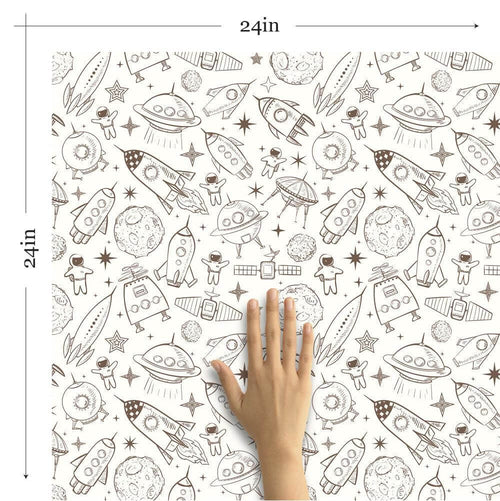 Tan Space Baby Peel and Stick Removable Wallpaper