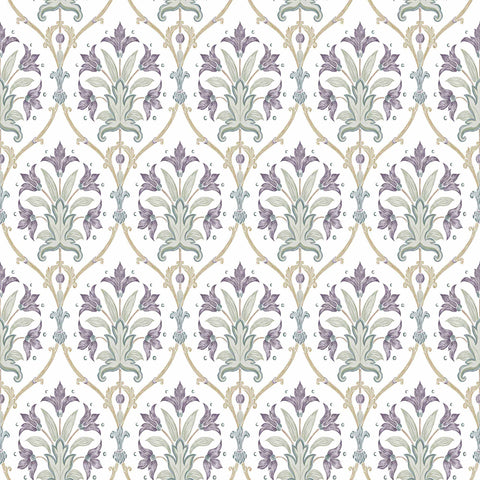 Purple Flowers Peel and Stick Removable Wallpaper