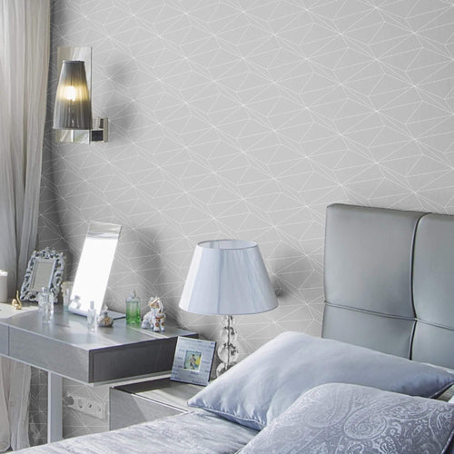 Gray and Green Triangles Basic Peel and Stick Removable Wallpaper