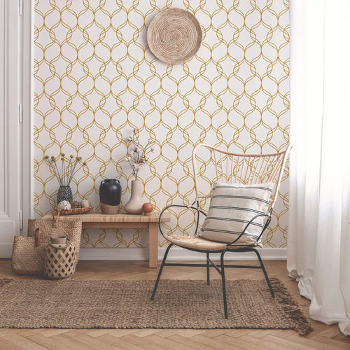 Golden Look Geometric Basic Peel and Stick Removable Wallpaper