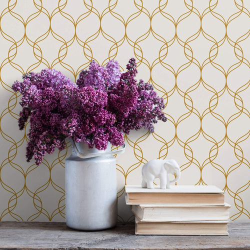 Golden Look Geometric Basic Peel and Stick Removable Wallpaper