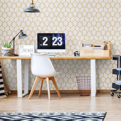 Golden Look Geometric Basic Peel and Stick Removable Wallpaper