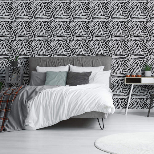 Black and White Textured Basic Peel and Stick Removable Wallpaper