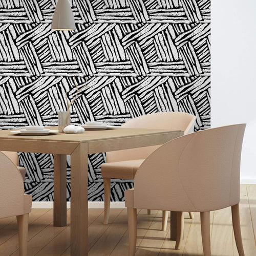 Black and White Textured Basic Peel and Stick Removable Wallpaper