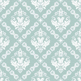 Duck Egg Blue Damask Basic Peel and Stick Removable Wallpaper