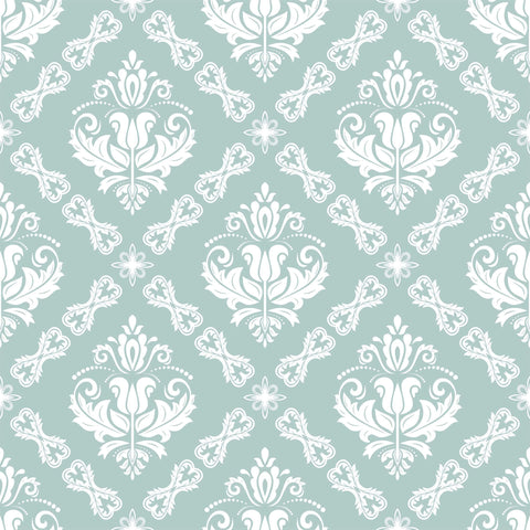 Duck Egg Blue Damask Basic Peel and Stick Removable Wallpaper