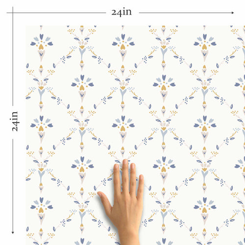 Beige Flowers Peel and Stick Removable Wallpaper