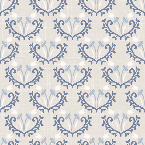 Blue Floral Peel and Stick Removable Wallpaper