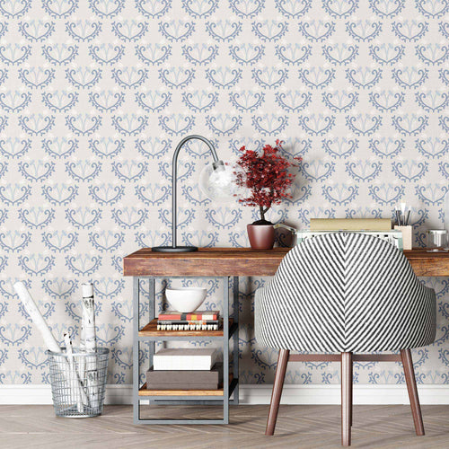 Blue Floral Peel and Stick Removable Wallpaper