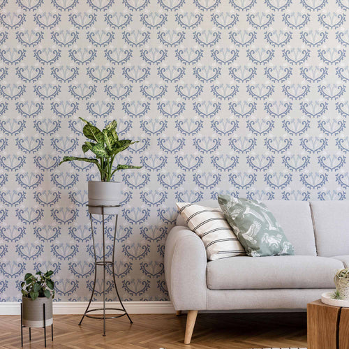 Blue Floral Peel and Stick Removable Wallpaper