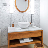 Simplicity laced with a suave edge often makes for a direct route to perfection. Case in point – this unique peel and stick wallpaper bearing a lovely terrazzo pattern in a grayscale palette. Position, remove and reposition it to your heart’s content, because it’s versatile enough to complement just about every design style and setting in your home!