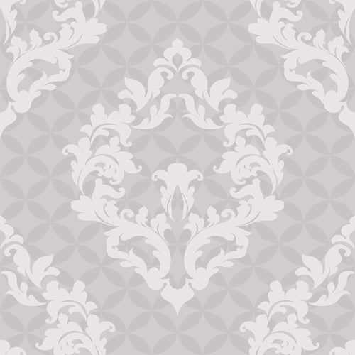 Grey Damask Peel and Stick Removable Wallpaper 1864