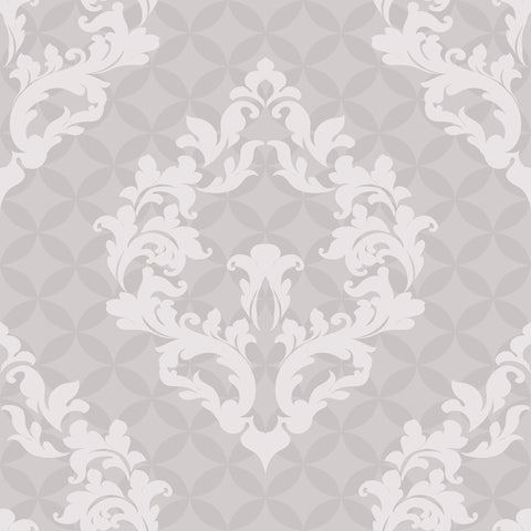 Grey Damask Peel and Stick Removable Wallpaper 1864