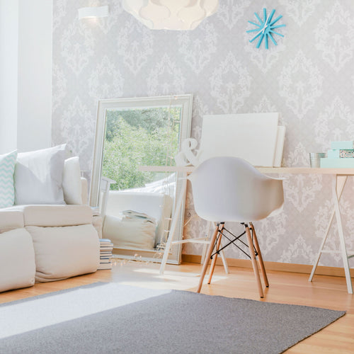 Grey Damask Peel and Stick Removable Wallpaper 1865