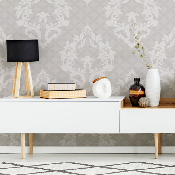 Grey Damask Peel and Stick Removable Wallpaper | Walls By Me grey-damask-peel-and-stick-removable-wallpaper-walls-by-me