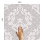 Grey Damask Peel and Stick Removable Wallpaper 1866