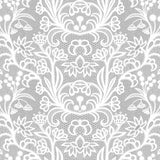 Grey Flowers Peel and Stick Removable Wallpaper