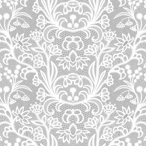 Grey Flowers Peel and Stick Removable Wallpaper
