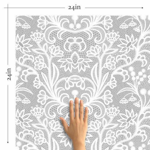 Grey Flowers Peel and Stick Removable Wallpaper