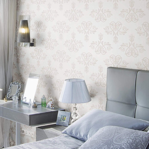 Taupe Damask Basic Removable Wallpaper 6297| Walls By Me
