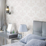 Taupe Damask Basic Removable Wallpaper 6297| Walls By Me