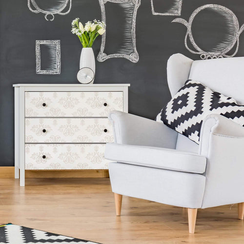 Taupe Damask Basic Removable Wallpaper 6297| Walls By Me