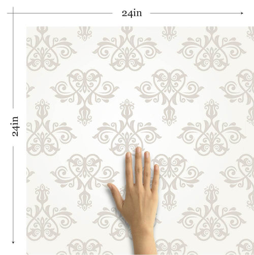 Taupe Damask Basic Removable Wallpaper 6297| Walls By Me