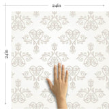Taupe Damask Basic Removable Wallpaper 6297| Walls By Me
