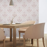 Creamy Beige Damask Basic Removable Wallpaper 2413| Walls By Me