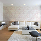 Taupe and Brown Damask Basic Peel and Stick Removable Wallpaper