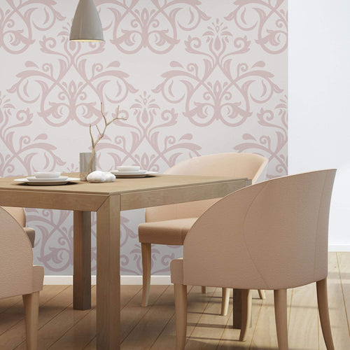Taupe and Brown Damask Basic Peel and Stick Removable Wallpaper