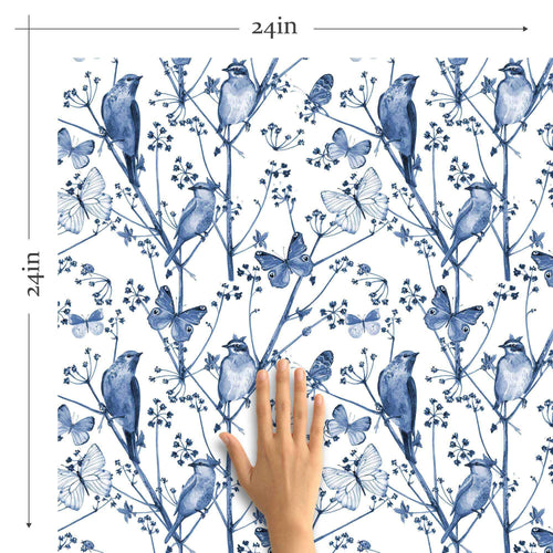 Blue Birds Peel and Stick Removable Wallpaper 5099