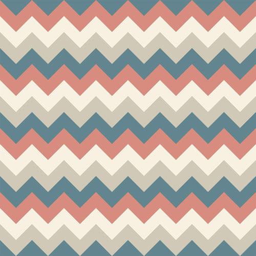 Beige and Blue Chevron Peel and Stick Removable Wallpaper