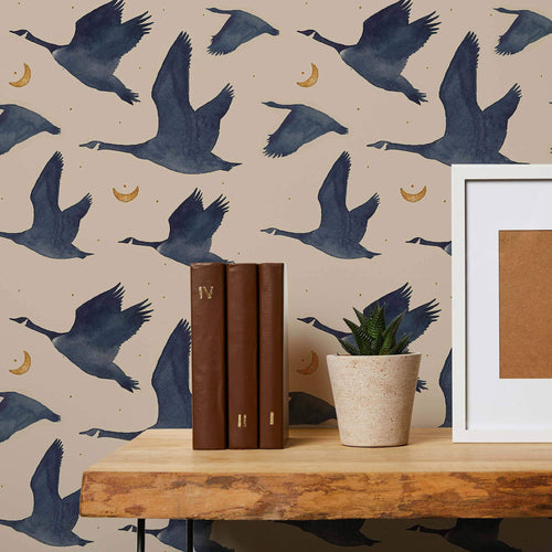 Blue Birds Peel and Stick Removable Wallpaper