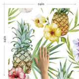 White Tropical Themed Peel and Stick Removable Wallpaper