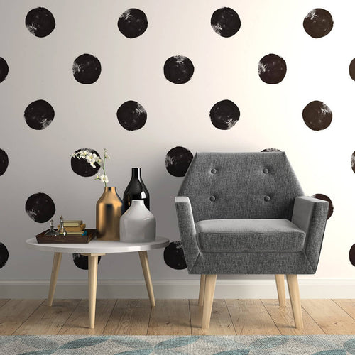 Black and White Dots Baby Peel and Stick Removable Wallpaper