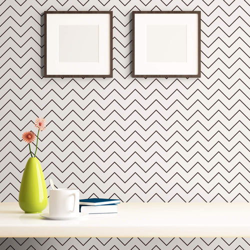 Black Chevron Peel and Stick Removable Wallpaper