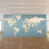 Blue World Map Peel and Stick Removable Wall Mural 4432