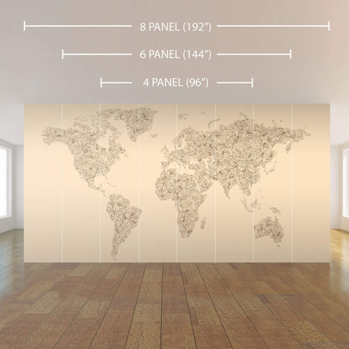 Brown Map Peel and Stick Removable Wall Mural 1374