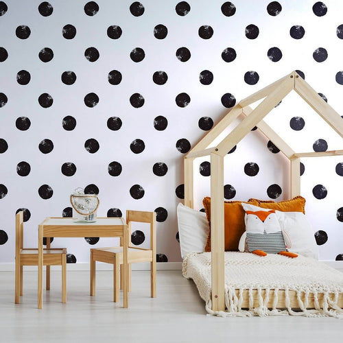 Black and White Dots Baby Peel and Stick Removable Wallpaper